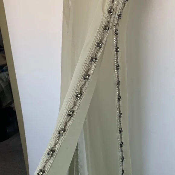 Anthropology let me be sheer beaded sage green side slits tunic small new - Picture 8 of 15